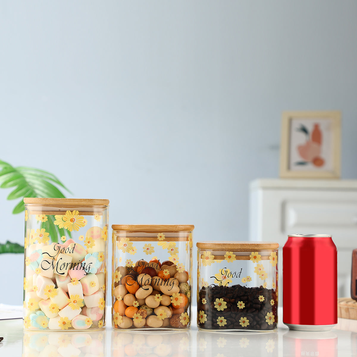 Pefelife 1500ml Glass Jar with Lid Large Clear Food Storage Containers