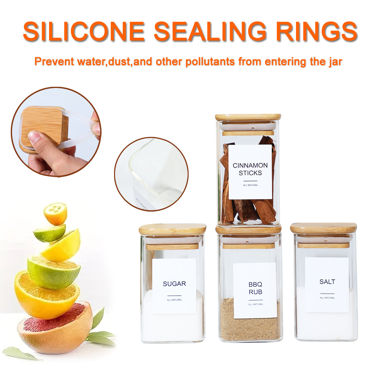Pefelife 8oz Glass Jars Set with Minimalist Spice Labels