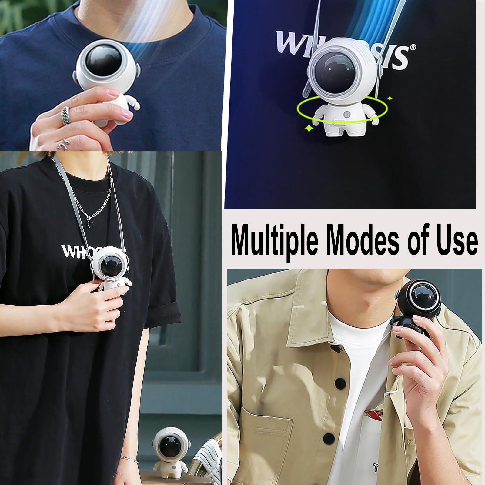Pefelife Portable Neck Fan with Astronaut Design with Rechargeable Battery Operating