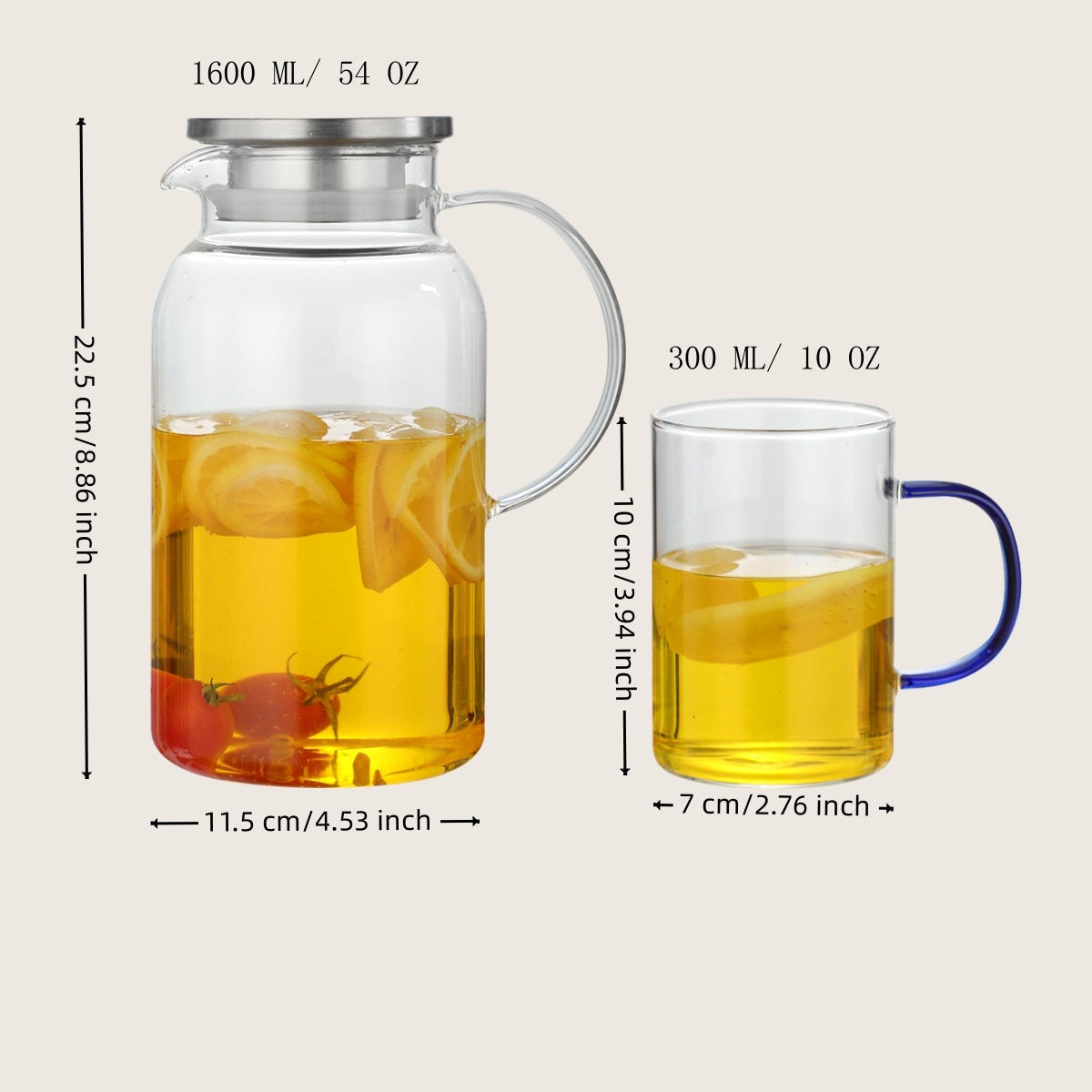 Pefelife 1 Pot with 4 Cups Glass Water Jug Heat Resistant Glass